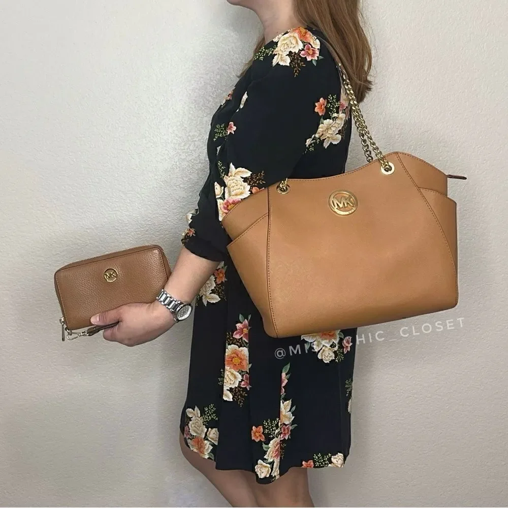 Michael Kors Jet Set Saffiano Leather Shoulder Bag with Wallet